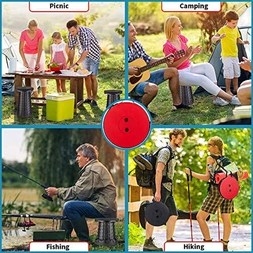 Boreeman Upgraded Folding Stool Lightweight Yet More Sturdy with Load Capacity 400lbs Portable Collapsible Stool Retractable Stool for Camping Fishing Hiking BBQ (Black) - Image 7