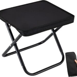 Camping Stool, Portable Folding Stool with Carry Bag, 12in Portable Folding Chair 1.6Lbs Collapsible Camp Stool Outdoor Footstool for Travel Walking Hiking Fishing Picnic Barbecue (Black)