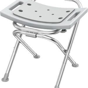 Folding Shower Chair Seat, 17.5" Stainless Steel Small Shower Chair for Inside Shower with Pad, 400lbs Portable Travel Shower Stool, Safety Anti-Slip Bath Chair for Seniors, Disabled, Gray