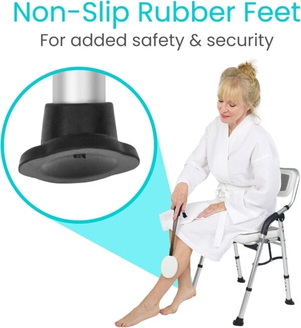 Vive Shower Chair For Elderly And Disabled - Folding Seat With Arms And Back - Foldable Bathroom Chairs For Sitting, Inside Shower - Portable For Travel - Fold Down, Collapsible, Compact & Comfortable - Image 8