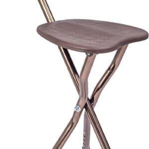 UNLICON-Brown Folding Cane Stool with Seat – Lightweight Adjustable Walking Cane for Seniors, Ergonomic Design, 330 lbs Capacity, Portable and Convenient Cane Chair with Anti-Slip Feet