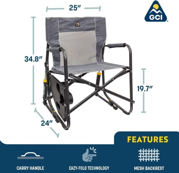 GCI OUTDOOR Freestyle Rocker Portable Folding Rocking Chair, Outdoor Camping Chair with Side Table - Image 2
