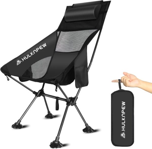 Portable Chairs, Ultralight Folding Camping Chair with Pillow Compact Folding Lawn Chairs for Camping, Travel, Hiking, Picnic and Adventures, Lightweight Chair Easy to Set up and Carry