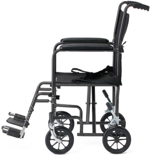 Black Hammertone Transport Chair, 19inch Seat, 300lbs Weight Capacity, Lightweight - Image 5