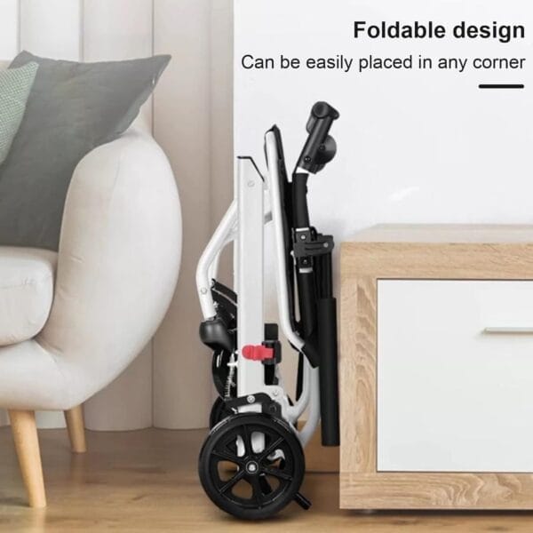 Folding Transport Wheelchair, Lightweight Portable Travel Wheel Chair for Adults, Ergonomic with Adjustable Safety Strap, Carbon Steel Frame, PU Wheels for Smooth Rid for The Elderly - Image 2