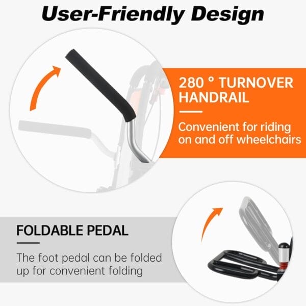 Ultra-Light Transport Wheelchair (only 15lb), Folding Portable Wheelchair with Hand Brake, Trolleys for Elderly Aircraft Travel, Wheelchairs for Adults (with Travel Bag) - Image 6