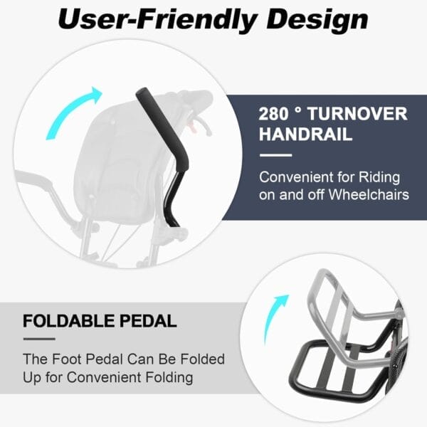 Transport Wheelchairs for Adults, Lightweight Transport Wheelchair, Trolleys for Elderly Aircraft Travel, Folding Compact Travel Wheelchair, 16.5" Wide Seat, User Friendly (Deluxe Ergonomic) - Image 8