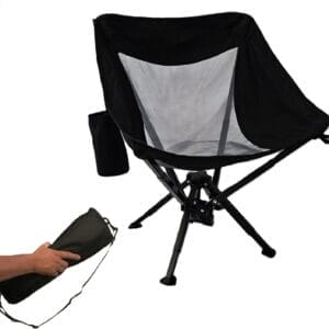 Outdoor Folding Chair | Lightweight, Compact, & Portable Design with Carry Bag | Quick Setup, Heavy Duty, & Comfortable Chair for Camping, Fishing, Lawn, & Beach (Black-Wide)