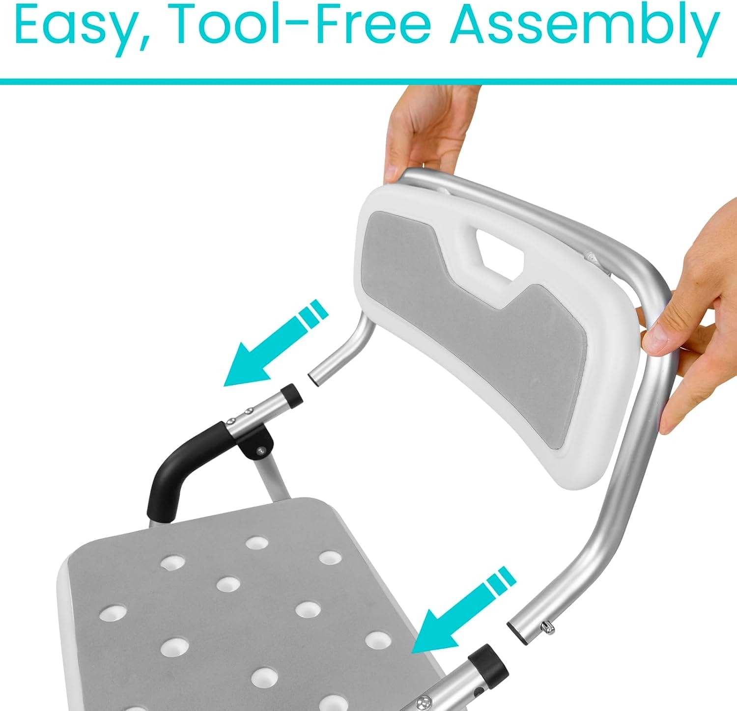 Vive Shower Chair For Elderly And Disabled - Folding Seat With Arms And Back - Foldable Bathroom Chairs For Sitting, Inside Shower - Portable For Travel - Fold Down, Collapsible, Compact & Comfortable - Image 5