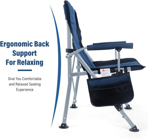Camping Chair for Adults,Portable Folding Lawn Chair for Outside,Heavy Duty Camping Chair Support up to 330lbs,Collapsible Outdoor Beach Chair with Cup Holder(Navy Blue) - Image 8