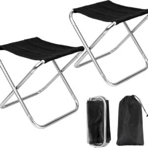 2Sets Portable Mini Folding Camping Stool, Lightweight Camp Chair for Fishing Hiking, Compact Collapsible Travel Footstool for Outdoor, Beach, Backyard, Lawn,Picnic with Carry Bag,10.35" x 8.86"