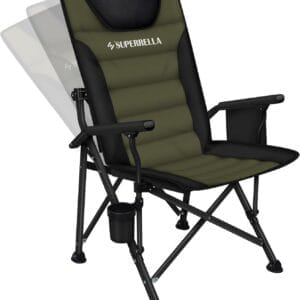 Supperella Movable Backrest Camping Chair for Adults with Cup Holder Folding Lawn Chairs for Outdoor Activities, Sports, Travel & Picnic