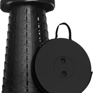 Aihoye Portable Collapsible Stool， Folding Telescoping Stool with Load Capacity 400lbs，Portable Collapsible Stool for Adults，Portable Collapsible Chair for Camping Fishing Hiking Travel BBQ(Black)