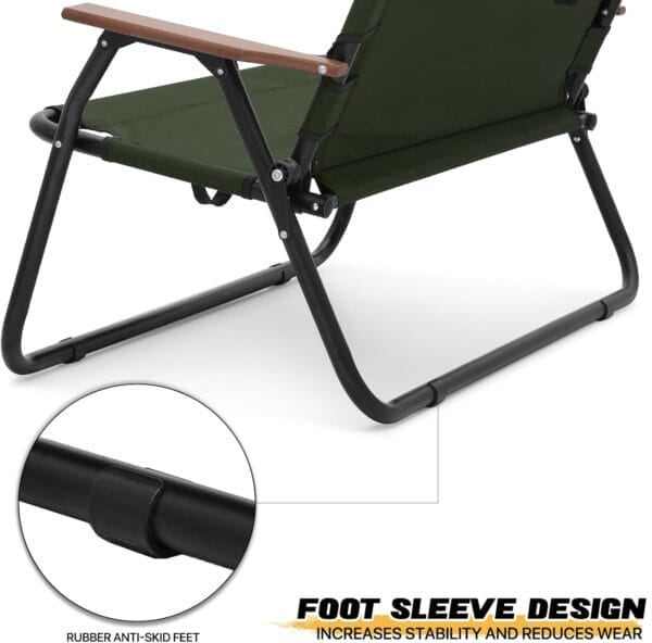 MoNiBloom Folding Double Seat Camping Chair Outdoor Beach Lawn Picnic Hiking Travel Portable Foldable Collapsible 2-Person Camp Loveseat Chair for Adults (Dark Green) - Image 9