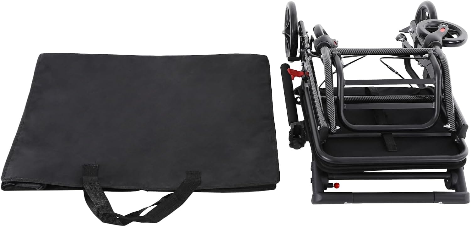 Portable Wheelchairs for Adults Lightweight Foldable, Transport Chair Transport Wheelchair Lightweight Foldable, Wheel Chair for Adults, Travel Wheelchair for Elderly, Folding Walker with Wheels - Image 9