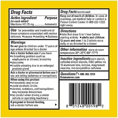 Dramamine Motion Sickness Relief Less Drowsey Formula, 8 Count (Pack of 1) - Image 5