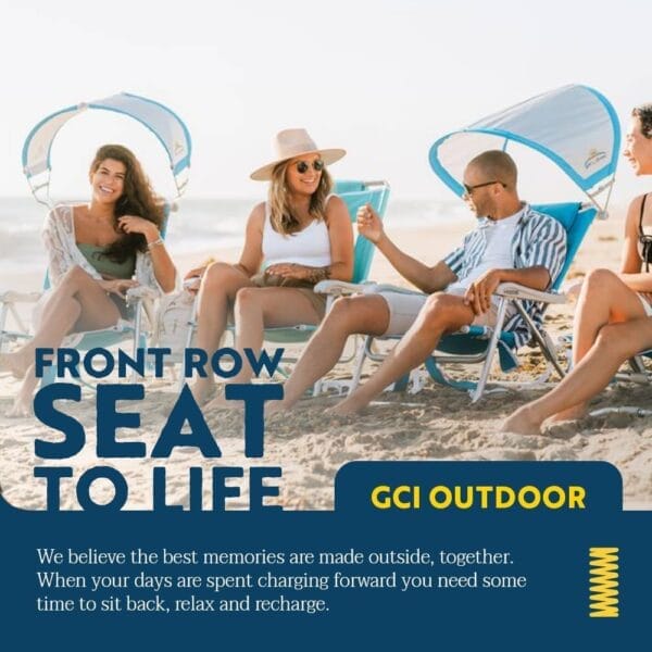 GCI OUTDOOR Sunshade Backpack Beach Chair | Reclining Folding Canopy Chair with Durable Armrests, Drink Holder & Carry Straps, Perfect for Beach Trips & Picnics — Saybrook Blue - Image 7