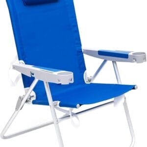 SUNNYFEEL Oversized Tall Folding Beach Chair Lightweight, 17" Portable Sand Chair for Adults Heavy Duty 500 LBS with Cup Holders, Foldable High Camping Lawn Chairs for Camp/Outdoor/Picnic/Sports