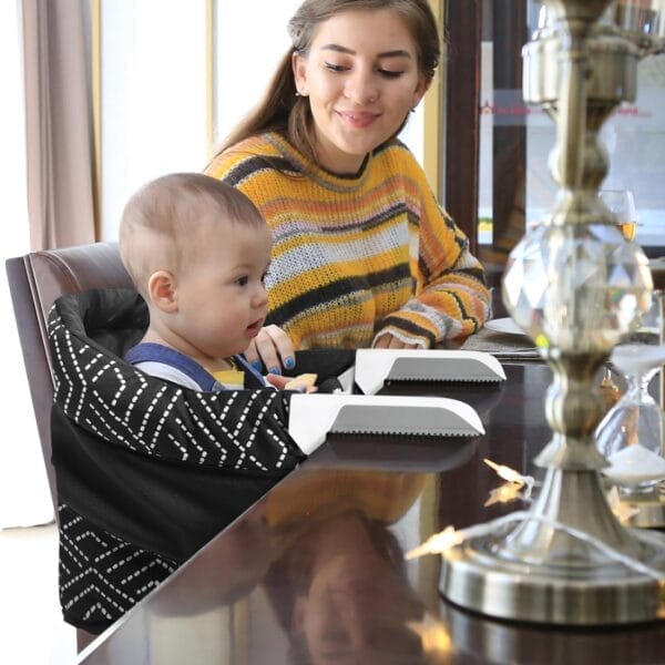 MTWML Portable High Chair for Table,Hook On High Chair That Attaches to Table,Space Saver Clip On Counter Seat for Baby,Easy Clean Baby Feeding Clamp Seat with Carry Bag for Travel(Stripe-Black) - Image 7