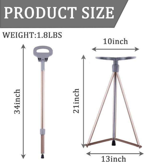 Walking Cane with Seat for Men & Women,Portable Cane Seat with Carry Bag,Lightweight Anti-Slip Walking Stick for Seniors & Adults,Foldable Adjustable Cane Chair for Travel Hiking - Image 6