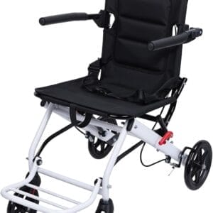 Folding Wheelchair, Portable Transit Travel Chair for Adults, Lightweight Transport Wheelchair with Adjustable Safety Strap Aluminum Frame PU Wheels, Ergonomic Design, for Adults and Seniors