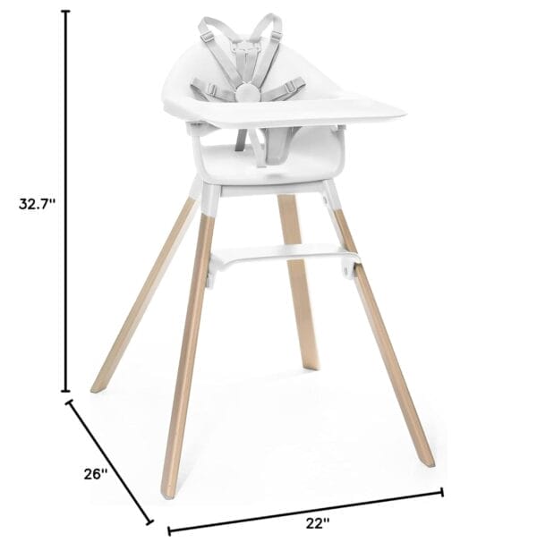Stokke Clikk High Chair, White - All-in-One High Chair with Tray + Harness - Light, Durable & Travel Friendly - Ergonomic with Adjustable Features - Best for 6-36 Months or Up to 33 lbs - Image 8