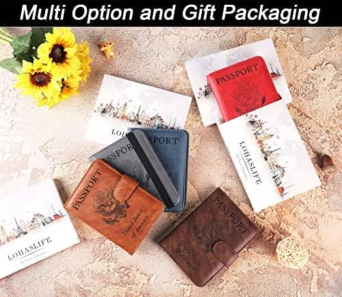 Airtag Passport Holder Cover Wallet Travel Essentials Leather Rfid Blocking Case Vacation Luggage Must Haves Travel Accessories for Men Women (117#Brown) - Image 7