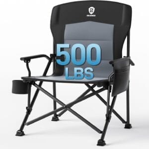 EVER ADVANCED Oversized Folding Camping Chair for Adults, Heavy Duty Lawn Chair with Side Pockets, Portable Collapsible Quad Chair for Outside, Support Up to 500lbs