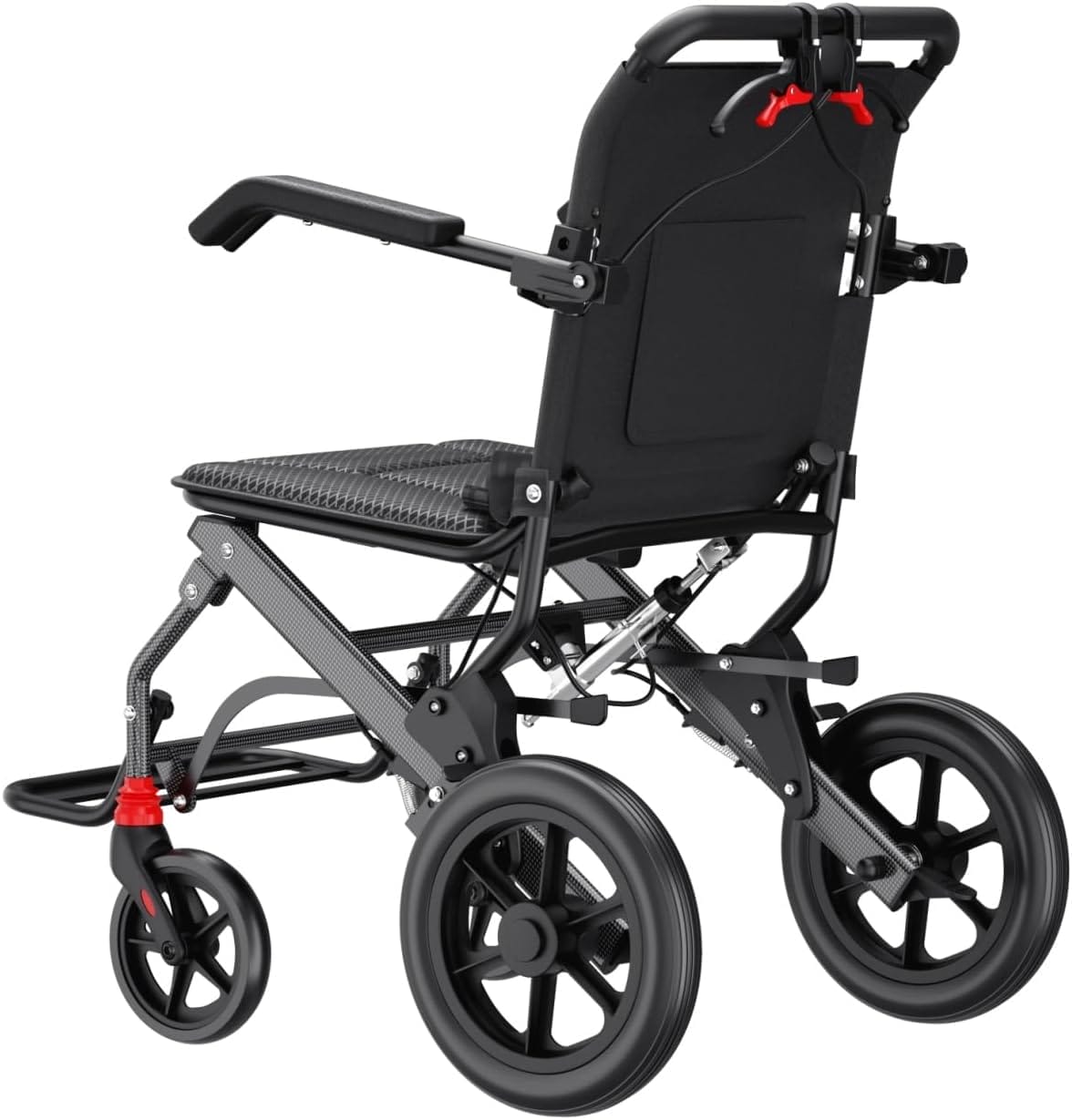 (18" Seat Width) Portable Transport Wheelchair Foldable Lightweight Travel Wheelchair with Telescopic Handle for Senior and Adults with Handbrakes Support 220lbs - Image 7