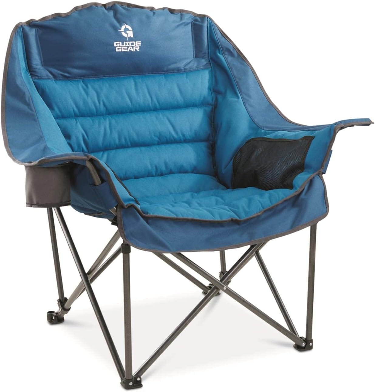 Guide Gear Oversized Extra Large Padded Camping Chair, Portable, Folding, Large Camp Lounge Beach Chairs for Outdoor, Adults, Men and Women, Heavy-Duty 400 Pound Capacity, with Cup Holder
