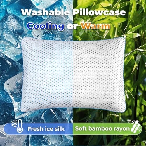 Small Cooling Shredded Memory Foam Pillow for Travel & Camping, Compressible Adjustable Gel Bed Pillow Washable Cover, Medium-Firm Contoured Support, Ideal Sleeping,Car, Airplane,Toddler, Backpacking - Image 4