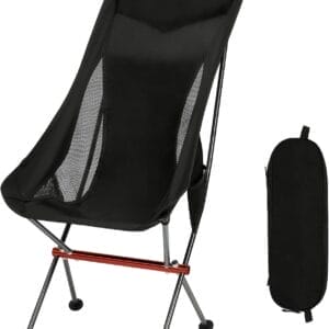 Camping Chairs, All Aluminum Frame Portable Folding Camp Chair for Adults, Heavy Duty High Back Collapsible with Built-in Pillow, Side Pocket, Carry Bag for Backpacking, Hiking, Beach