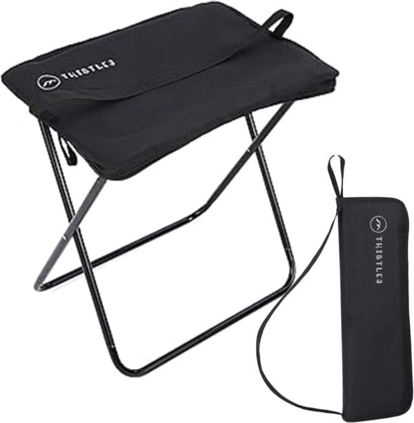 Tall Portable Stool - 15.75" Ultra-Lightweight Folding Stools for Adults & Kids - Black Stool for Camping, Hiking & More - Durable & Collapsible Pop Up Chair - Easy Setup Portable Stools for Adults