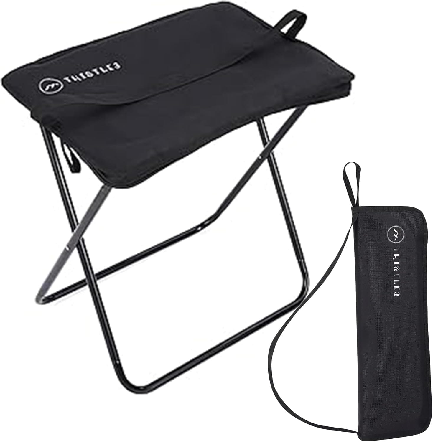 Tall Portable Stool - 15.75" Ultra-Lightweight Folding Stools for Adults & Kids - Black Stool for Camping, Hiking & More - Durable & Collapsible Pop Up Chair - Easy Setup Portable Stools for Adults