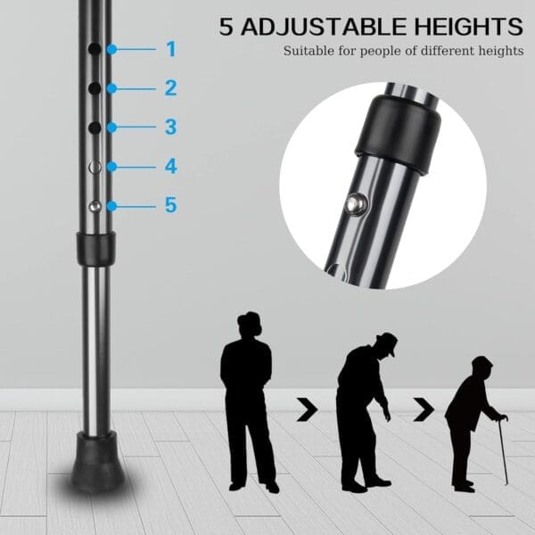 Hold 440 lbs Folding Canes with Seat Walking Stick Height Adjustment Cane Seat Capacity Frosted Handle with Magnetic Therapy Stone Massage Crutches Stool - Image 3