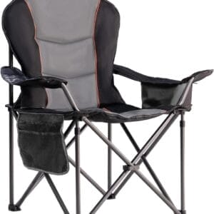 Oversized Camping Chair Heavy Duty 500LBS - Folding Outdoor Chair with Cooler Bag, Storage Pockets, Portable Collapsible Lawn Chairs for Adults (Black & Gray)