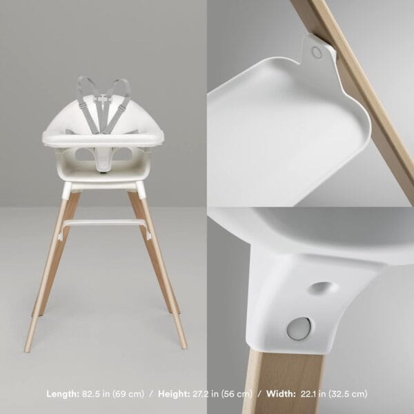 Stokke Clikk High Chair, White - All-in-One High Chair with Tray + Harness - Light, Durable & Travel Friendly - Ergonomic with Adjustable Features - Best for 6-36 Months or Up to 33 lbs - Image 5