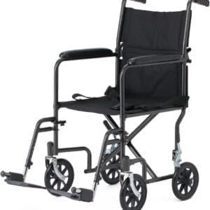 Black Hammertone Transport Chair, 19inch Seat, 300lbs Weight Capacity, Lightweight