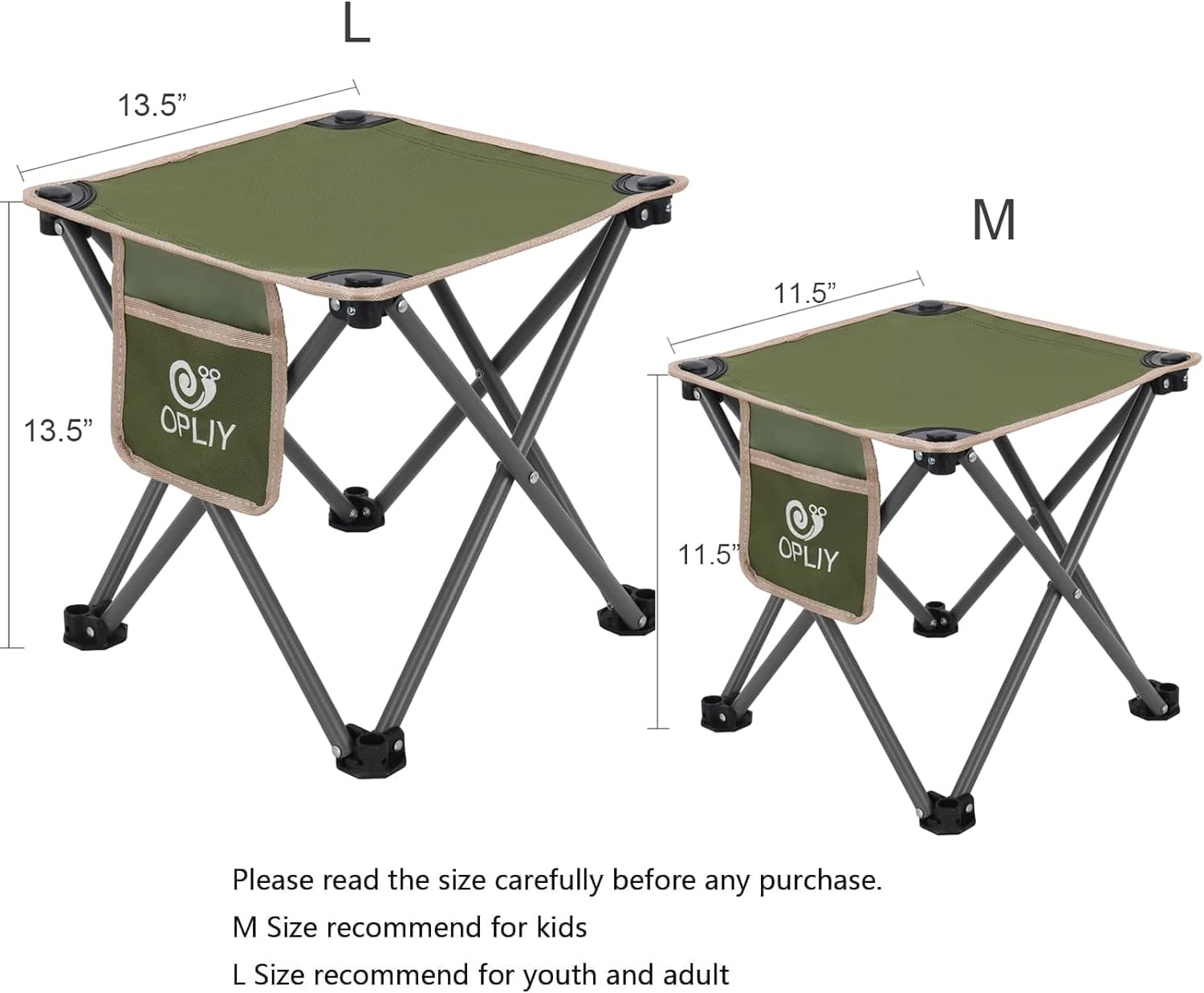 Opliy Camping Stool, Folding Samll Chair Portable Camp Stool for Camping Fishing Hiking Gardening and Beach, Camping Seat with Carry Bag (Green, L 13.5") - Image 3