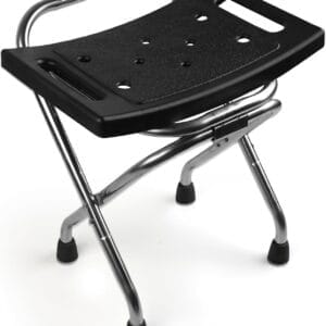 Folding Shower Seat, Stainless Eligible Shower Chair for Inside Shower, 400lbs Portable Travel Shower Stool, Safety Anti-Slip Bath Chair for Seniors, Disabled(Black)