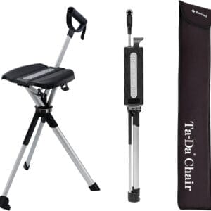 STEP2GOLD Ta-Da Chair Series 2- Portable Walking Stick, Cane with Seat, Foldable Chair, Hiking Stick, for Camping, Hiking, Lightweight Aluminum, Easy Carry, Anti-Slip