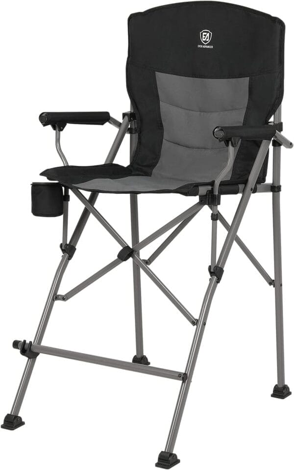 EVER ADVANCED Tall Directors Chair with Cup Holder 31", Bar Height Folding Chair for Camping, Sports with Carry Bag, Mesh Pockets and Footrest, Heavy Duty 300 lbs, Black