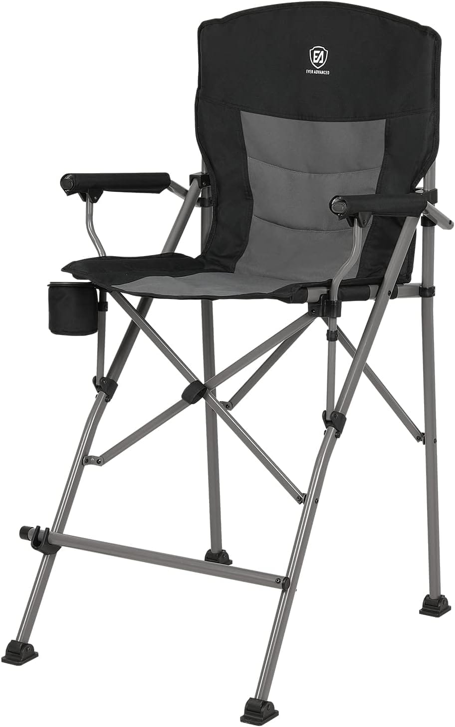 EVER ADVANCED Tall Directors Chair with Cup Holder 31", Bar Height Folding Chair for Camping, Sports with Carry Bag, Mesh Pockets and Footrest, Heavy Duty 300 lbs, Black