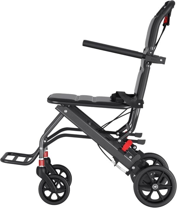 (Only 15lbs) Portable Wheelchair Lightweight Foldable, with Telescopic Handle & Storage Bag & Hand Brake, Transport Travel Wheelchair for Adults - Image 2