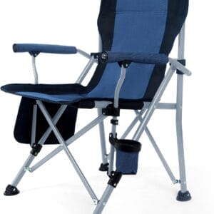 Camping Chair for Adults,Portable Folding Lawn Chair for Outside,Heavy Duty Camping Chair Support up to 330lbs,Collapsible Outdoor Beach Chair with Cup Holder(Navy Blue)