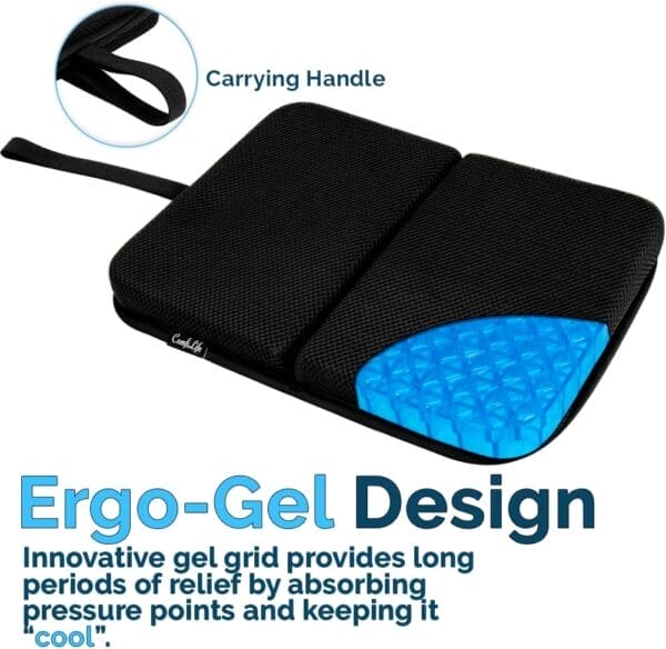 ComfiLife Ergo-Gel Airplane Seat Cushion – Travel Seat Cushion – Foldable, Portable Comfort - Image 3
