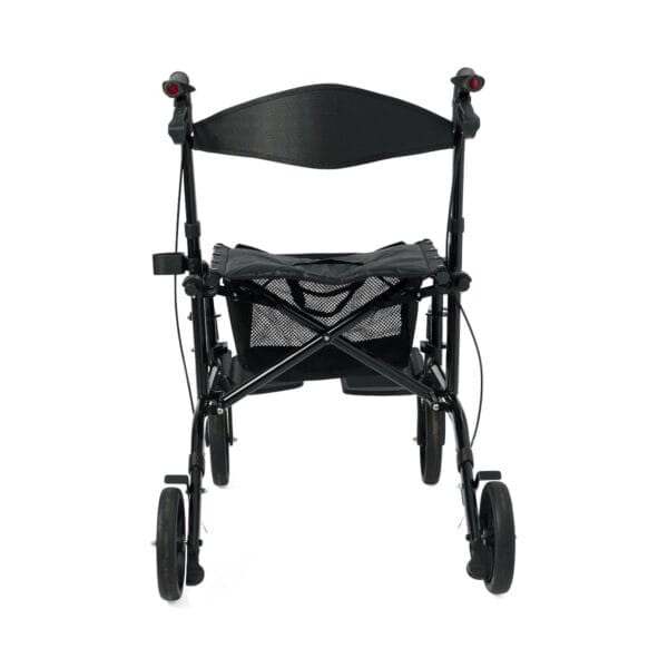Medline Walker Wheelchair Combo, Rollator Walker for Seniors with Seat, Foldable Transport Chair with Footrests, 300 lb Capacity, Breathable Nylon, 18" Wide Seat, Black - Image 2