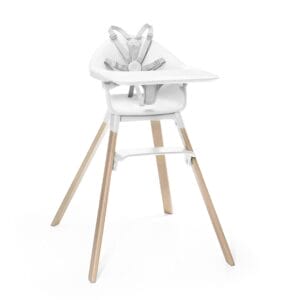 Stokke Clikk High Chair, White - All-in-One High Chair with Tray + Harness - Light, Durable & Travel Friendly - Ergonomic with Adjustable Features - Best for 6-36 Months or Up to 33 lbs