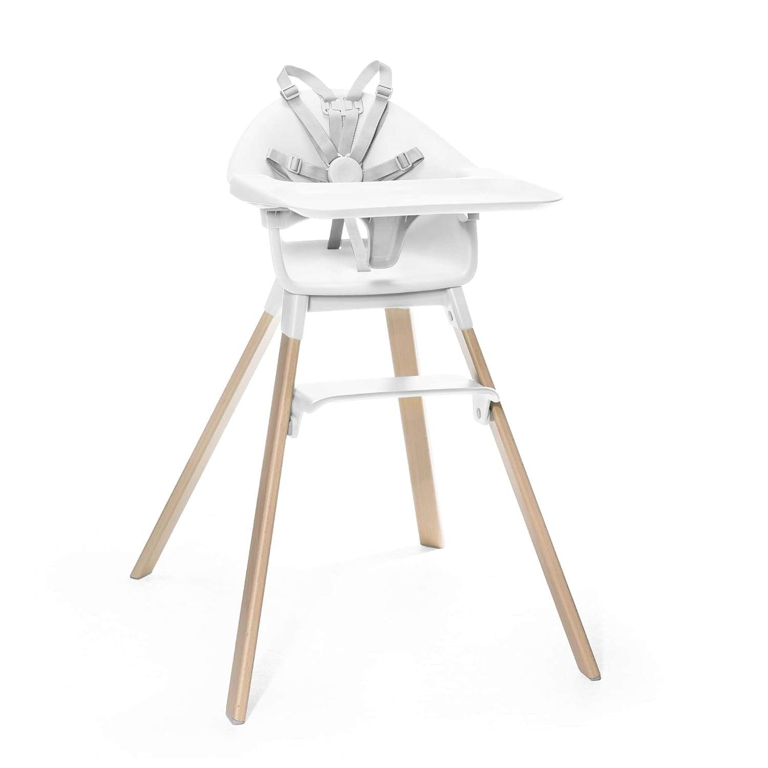 Stokke Clikk High Chair, White - All-in-One High Chair with Tray + Harness - Light, Durable & Travel Friendly - Ergonomic with Adjustable Features - Best for 6-36 Months or Up to 33 lbs