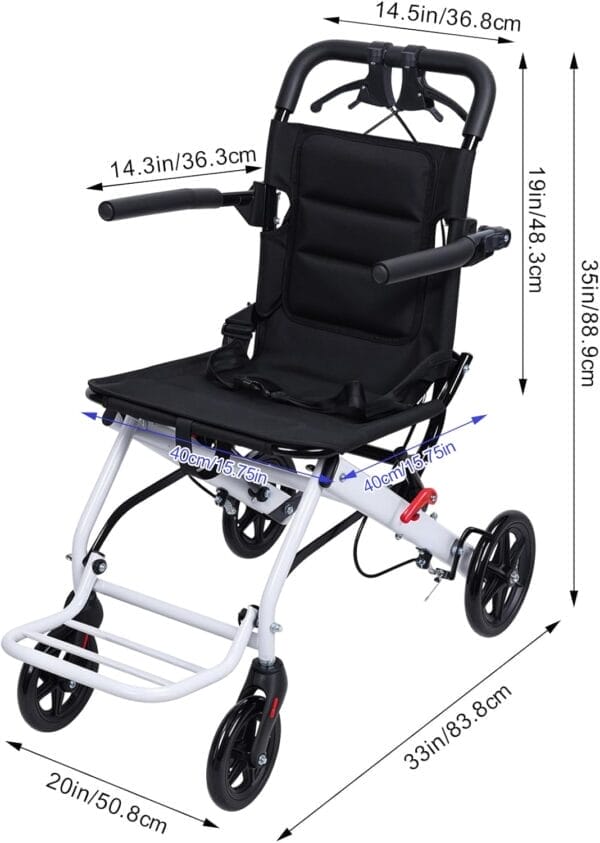 Transport Wheelchair Lightweight Foldable,Wheelchairs for Adults,Portable Wheelchair,200lbs Capacity,Carbon Steel Frame,Transport Chair for Adults and Seniors,15.75" Seat for Travel, Camping - Image 8